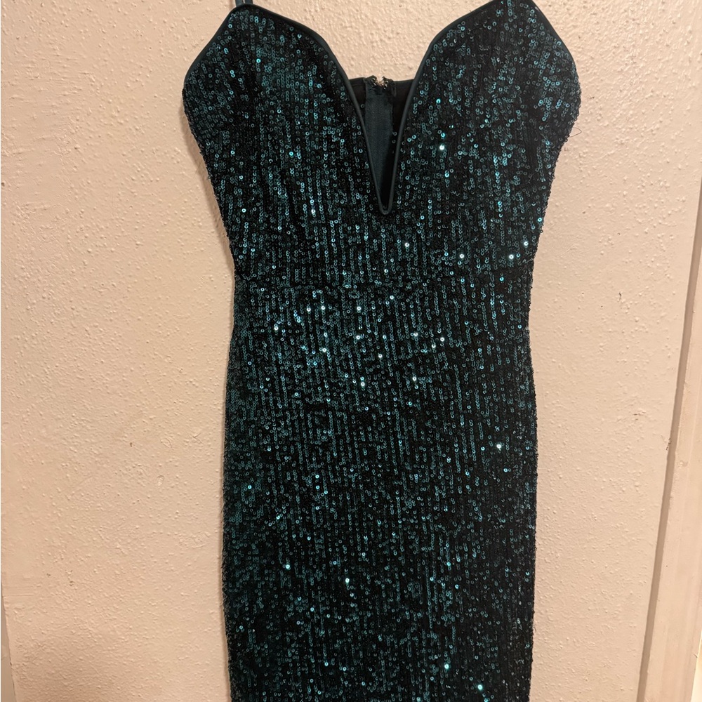 Windsor Strapless Sequin Dress - Black and Green